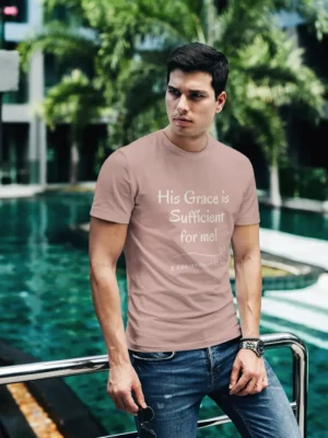 His Grace Is Sufficient for Me – Men’s Classic Christian T-Shirt - Mushroom