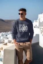 Men-Sweatshirt-God-is-Good-Dark-Navy-Blue God Is Good All the Time – Sweatshirt for Men