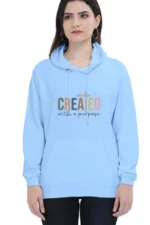 Created with a Purpose – Christian Hooded Sweatshirt for Women, Bible Verse Hoodie