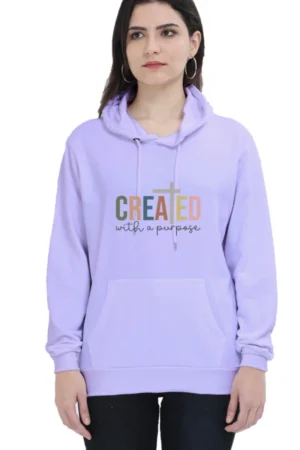 Created with a Purpose – Christian Hooded Sweatshirt for Women, Bible Verse Hoodie