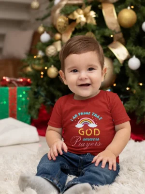 Kids’ Christian T-Shirt – “I Am Proof That God Answers Prayers”
