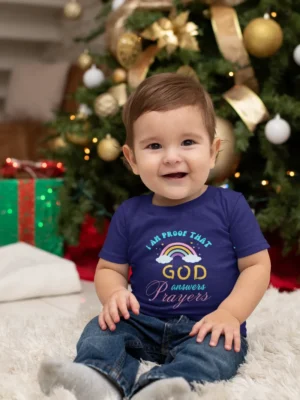 Kids’ Christian T-Shirt – “I Am Proof That God Answers Prayers”