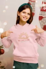 Kids’ Christian Hooded Sweatshirt: “Be the Light” – Inspirational Bible Verse Hoodie