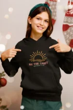 Kids’ Christian Hooded Sweatshirt: “Be the Light” – Inspirational Bible Verse Hoodie