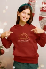 Kids’ Christian Hooded Sweatshirt: “Be the Light” – Inspirational Bible Verse Hoodie