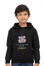Kids’ Christian Hooded Sweatshirt: “I Can Do All Things Through Christ” – Inspirational Bible Verse Hoodie