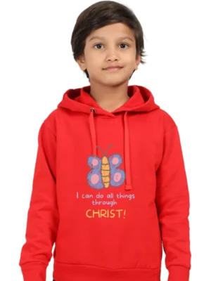 Kids’ Christian Hooded Sweatshirt: “I Can Do All Things Through Christ” – Inspirational Bible Verse Hoodie