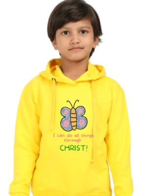 Kids’ Christian Hooded Sweatshirt: “I Can Do All Things Through Christ” – Inspirational Bible Verse Hoodie