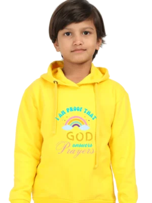 Kids’ Christian Hooded Sweatshirt: “I Am Proof That God Answers Prayers” – Inspirational Bible Verse Hoodie