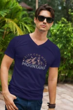 Men-V-Neck-Faith-Can-Move-Royal-Blue Men’s Christian V-Neck T-Shirt: “Faith Can Move Mountains” – Bible Verse T-Shirt