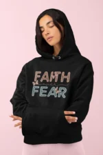 Women-Hoodie-Faith-over-Fear-Black-1 Women’s Christian Hooded Sweatshirt: “Faith Over Fear” – Inspirational Bible Verse Hoodie