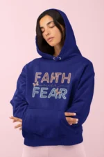 Women-Hoodie-Faith-over-Fear-Royal-Blue-1 Women’s Christian Hooded Sweatshirt: “Faith Over Fear” – Inspirational Bible Verse Hoodie