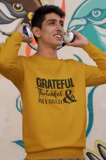 Grateful, Thankful, Blessed – Men’s Christian Sweatshirt, Inspirational Bible Verse Apparel