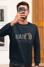 Men-Sweatshirt-Made-to-worship-Boho-Maroon Made to Worship – Men’s Christian Sweatshirt, Bible Verse Apparel