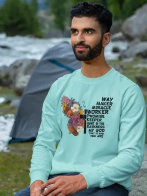 Way Maker, Miracle Worker – Men’s Christian Sweatshirt, Inspirational Bible Verse Apparel