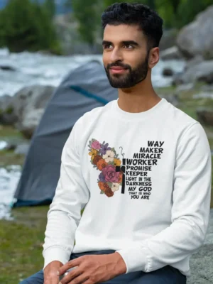 Way Maker, Miracle Worker – Men’s Christian Sweatshirt, Inspirational Bible Verse Apparel