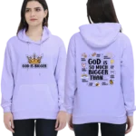 “God is Bigger” Double-Side Printed Hoodie – Women’s Inspirational Christian Hooded Sweatshirt