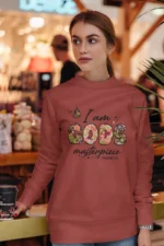 Women-sweatshirt-I-am-Gods-Masterpiece-Coral 561739352329.png