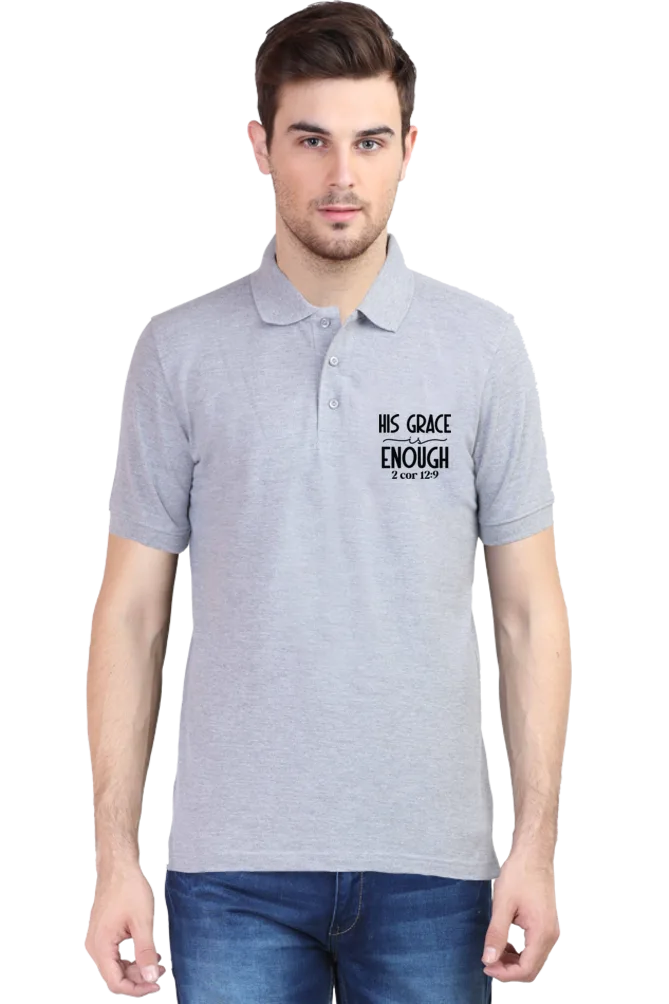 His Grace Is Enough – Men’s Bible Verse Christian Polo T-Shirt