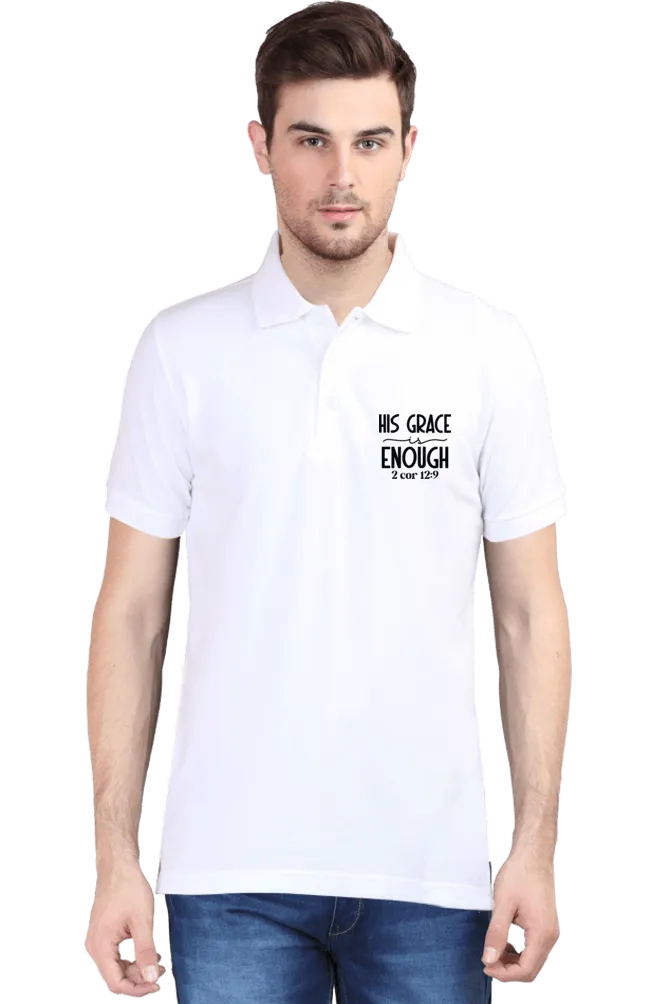 His Grace Is Enough – Men’s Bible Verse Christian Polo T-Shirt