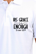 White His Grace Is Enough – Men’s Bible Verse Christian Polo T-Shirt