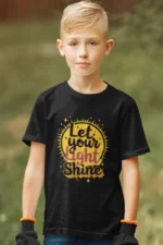 Let Your Light Shine – Kids’ Christian Bible Verse Printed T-Shirt