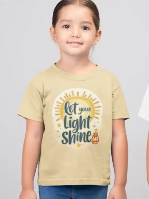 Let Your Light Shine – Kids’ Christian Bible Verse Printed T-Shirt