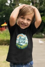 Kids-Sweatshirt-Trsut-in-the-Lord-Navy Trust in the Lord – Kids’ Christian Bible Verse Printed T-Shirt