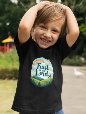 Trust in the Lord – Kids’ Christian Bible Verse Printed T-Shirt