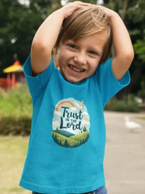 Trust in the Lord – Kids’ Christian Bible Verse Printed T-Shirt