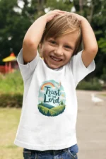 Kids-Sweatshirt-Trsut-in-the-Lord-White Trust in the Lord – Kids’ Christian Bible Verse Printed T-Shirt