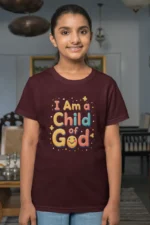 Kids-T-shirt-I-am-Child-of-God-Maroon I Am a Child of God – Kids’ Christian Bible Verse Printed T-Shirt