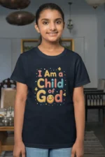 Kids-T-shirt-I-am-Child-of-God-Navy-Blue-1 I Am a Child of God – Kids’ Christian Bible Verse Printed T-Shirt