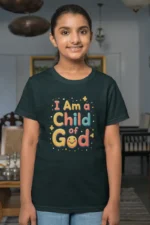 Kids-T-shirt-I-am-Child-of-God-Petrol-Blue-1 I Am a Child of God – Kids’ Christian Bible Verse Printed T-Shirt