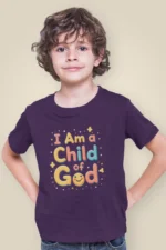 Kids-T-shirt-I-am-Child-of-God-Purple I Am a Child of God – Kids’ Christian Bible Verse Printed T-Shirt