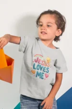 Jesus Loves Me – Kids’ Christian Bible Verse Printed T-Shirt