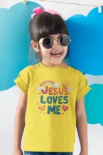 Jesus Loves Me – Kids’ Christian Bible Verse Printed T-Shirt