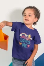 Jesus Loves Me – Kids’ Christian Bible Verse Printed T-Shirt