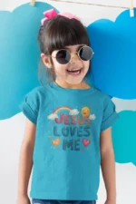 Jesus Loves Me – Kids’ Christian Bible Verse Printed T-Shirt