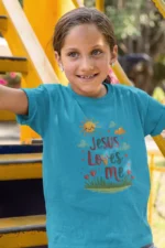 Jesus Loves Me – Kids’ Christian Bible Verse Printed T-Shirt