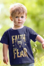 Faith Over Fear – Kids’ Christian Bible Verse Printed T-Shirt