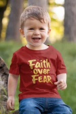 Faith Over Fear – Kids’ Christian Bible Verse Printed T-Shirt