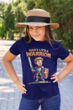 Kids-tshirt-Gods-Little-warrior-2-Royal-Blue God’s Little Warrior – Kids’ Christian Bible Verse Printed T-Shirt