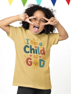 I Am a Child of God – Kids’ Christian Bible Verse Printed T-Shirt