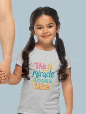 This Is What a Miracle Looks Like – Kids’ Christian Bible Verse Printed T-Shirt