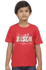 Red He Is Risen – Kids’ Christian Bible Verse T-Shirt
