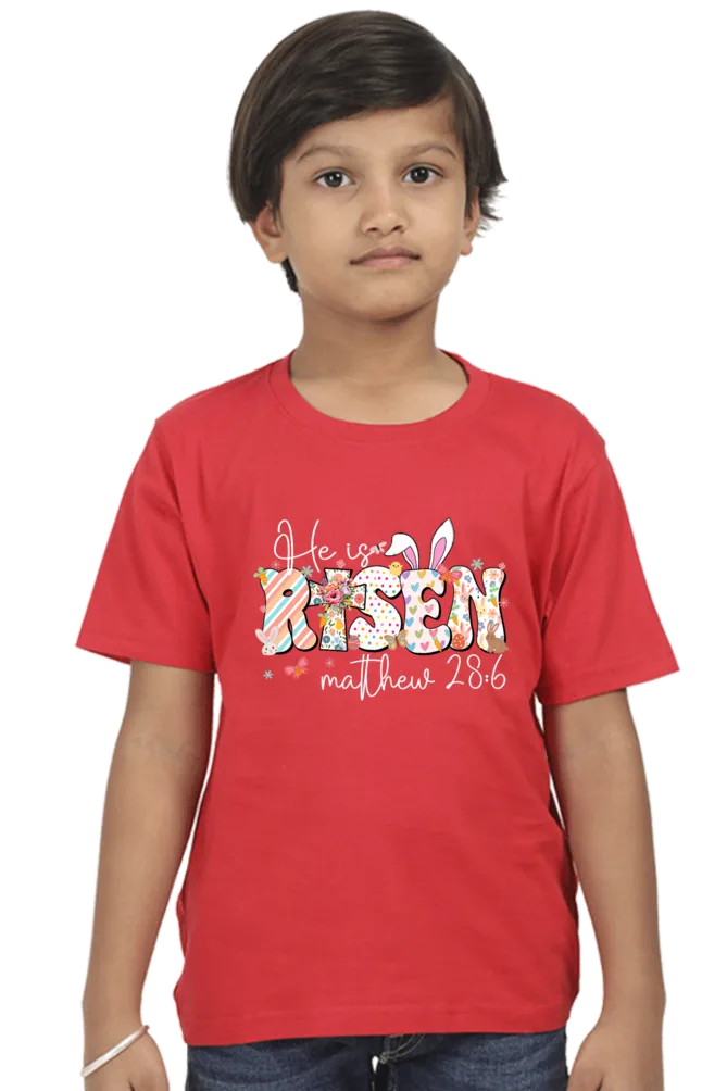 He Is Risen – Kids’ Christian Bible Verse T-Shirt