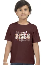 Maroon He Is Risen – Kids’ Christian Bible Verse T-Shirt