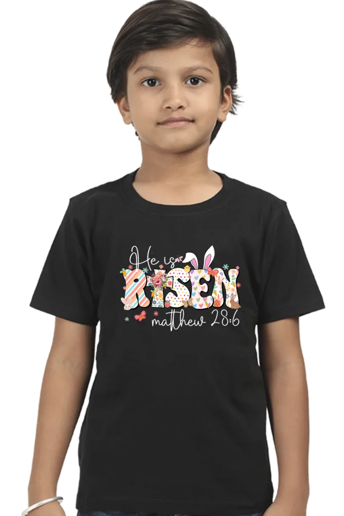 He Is Risen – Kids’ Christian Bible Verse T-Shirt