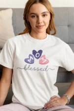 Women-T-Shirt-Blessed-Mom-White Blessed Mom – Women’s Mother’s Day T-Shirt